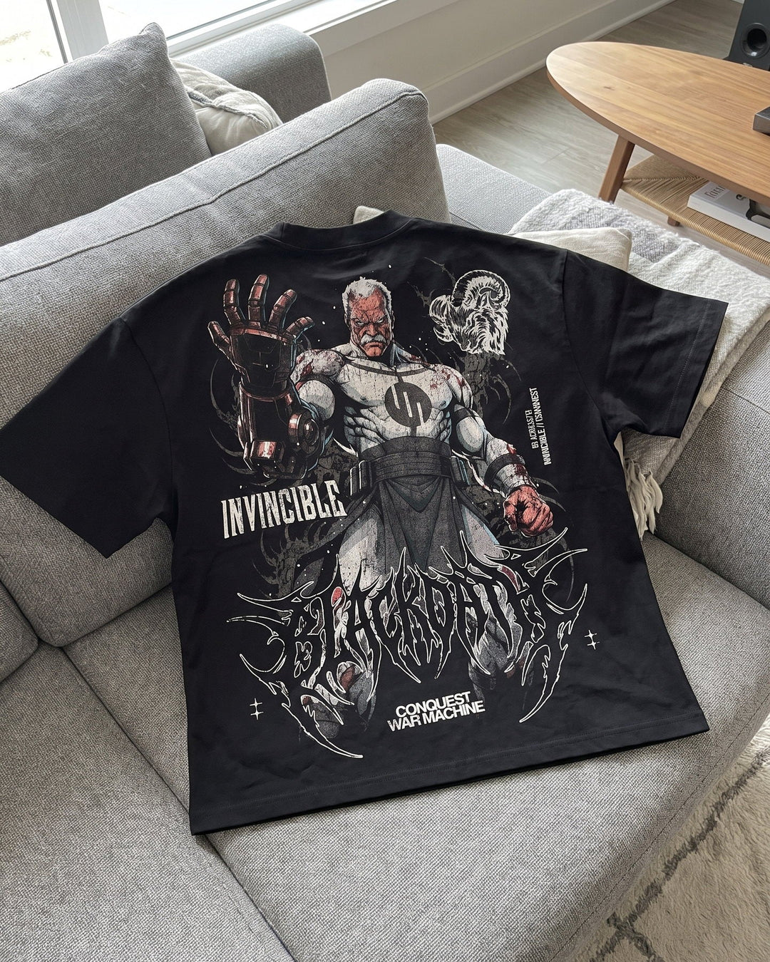 War Eternal Tee — 7.5oz heavyweight, flat lay